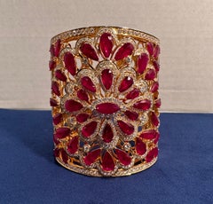 Fit for Royalty 118.55 Carat Ruby and Diamond Masterpiece 18K Gold Cuff Bracelet