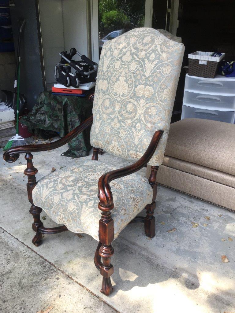 North American Fit for Royalty Pair of English Style Velvet Arm Chairs with Walnut Frames