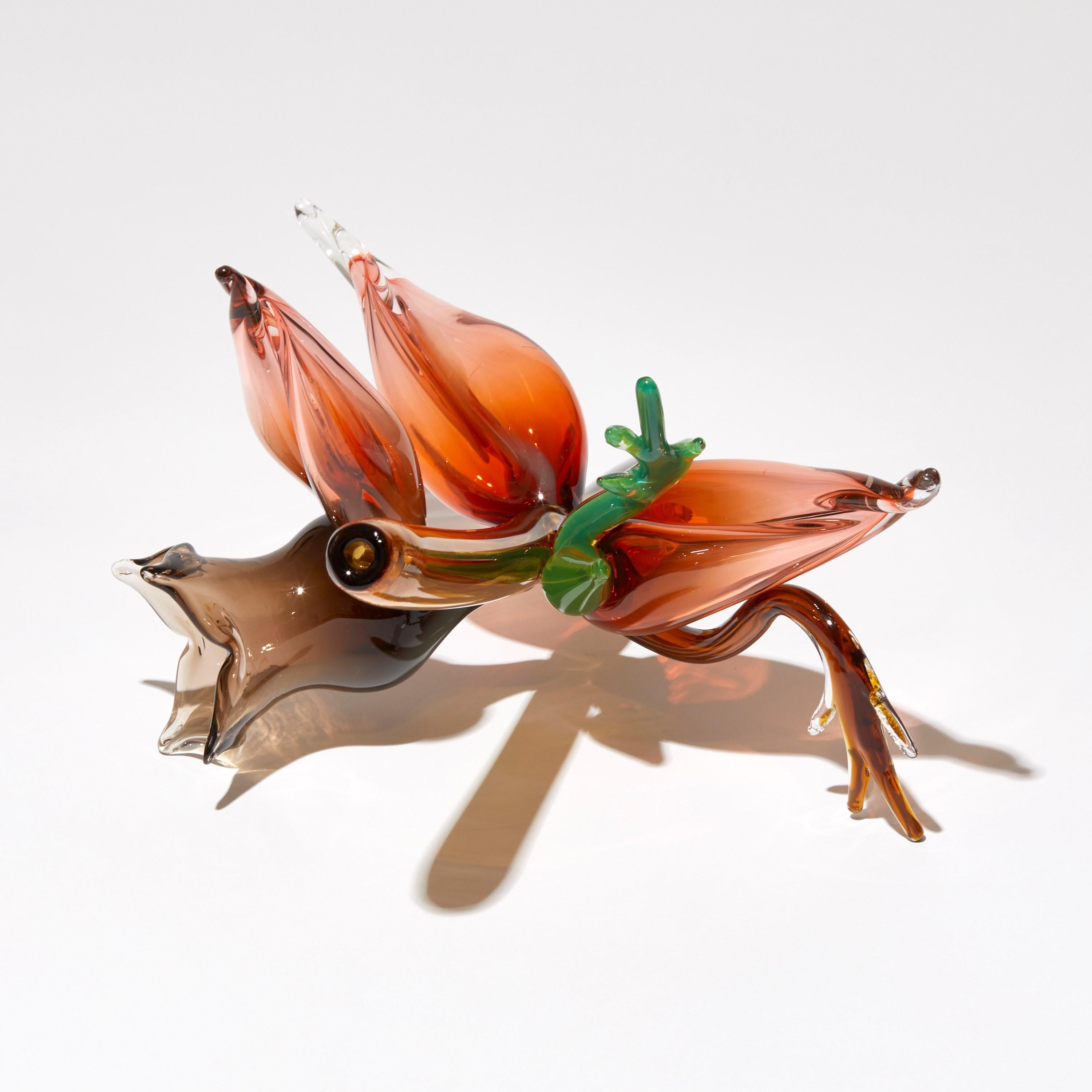 Contemporary Fitchia Manga, botanical & floral handmade glass sculpture by Michèle Oberdieck