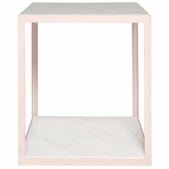 Fitted Side Table in Petal Pink and Arabescato Marble