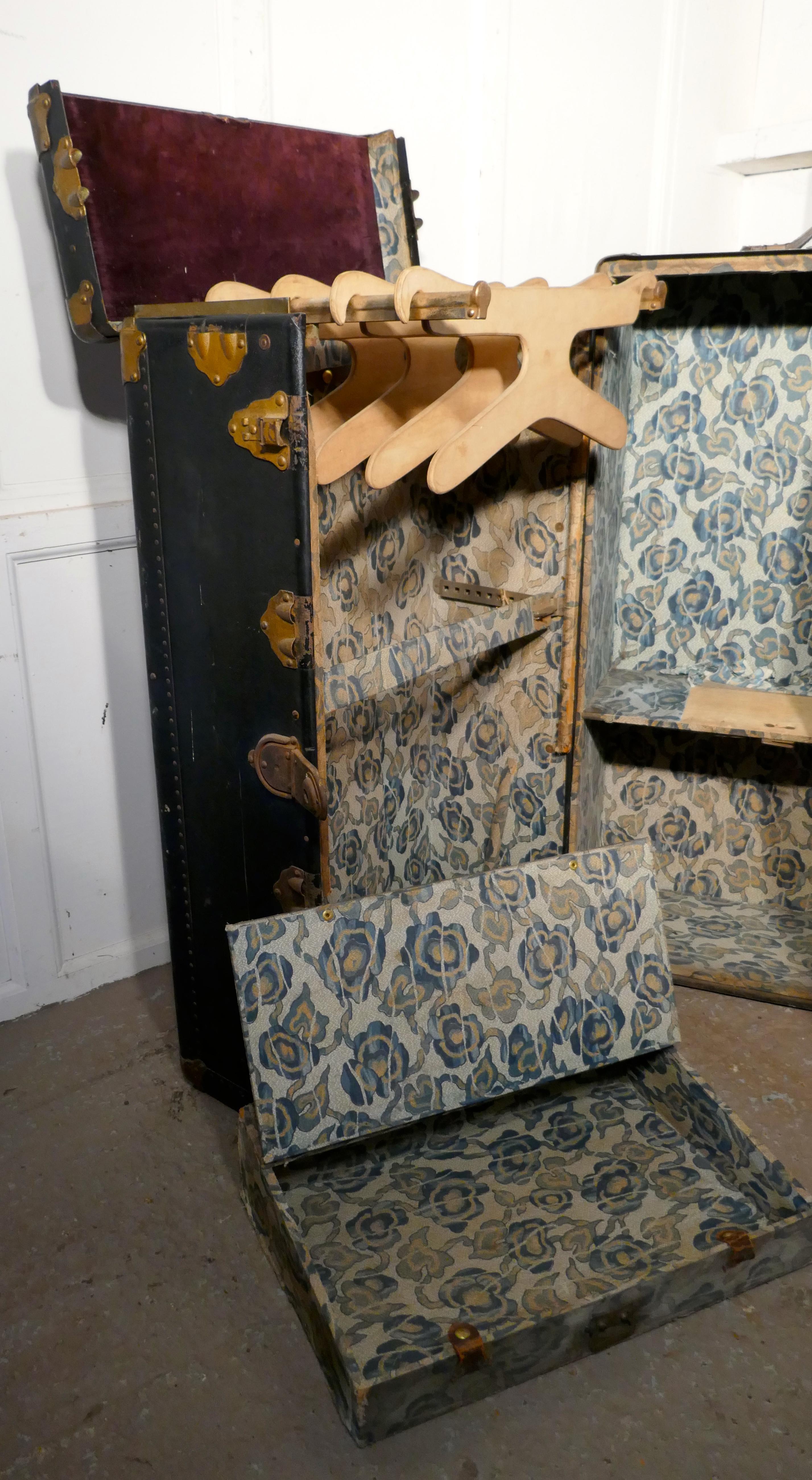 19th Century Fitted Steamer Trunk or Cabin Wardrobe, by Excelsior, USA