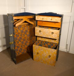 Fitted Steamer Trunk or Cabin Wardrobe, portmanteau by LG Paris