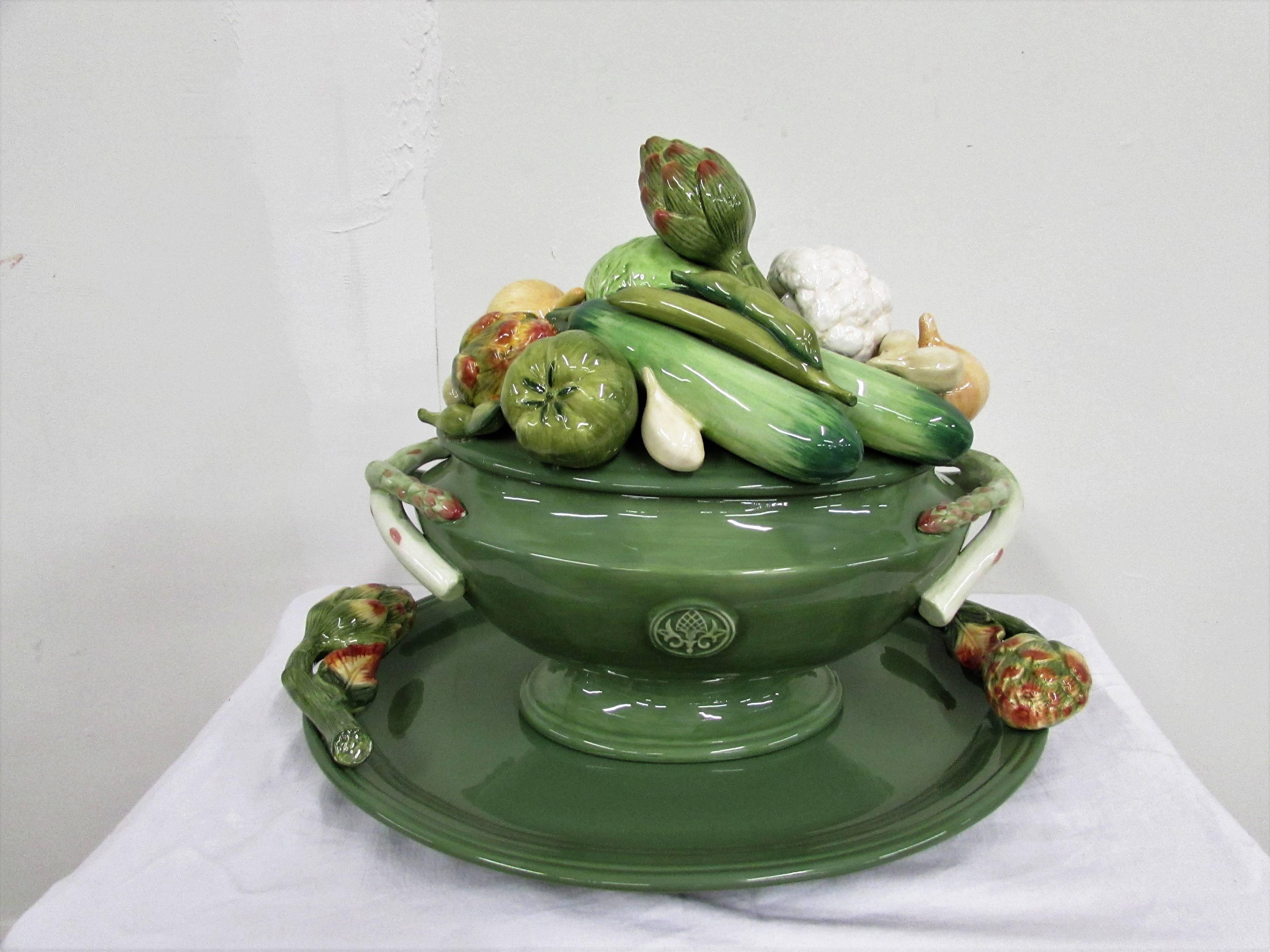 American Fitz and Floyd 1960s Giardino Faience Tureen For Sale