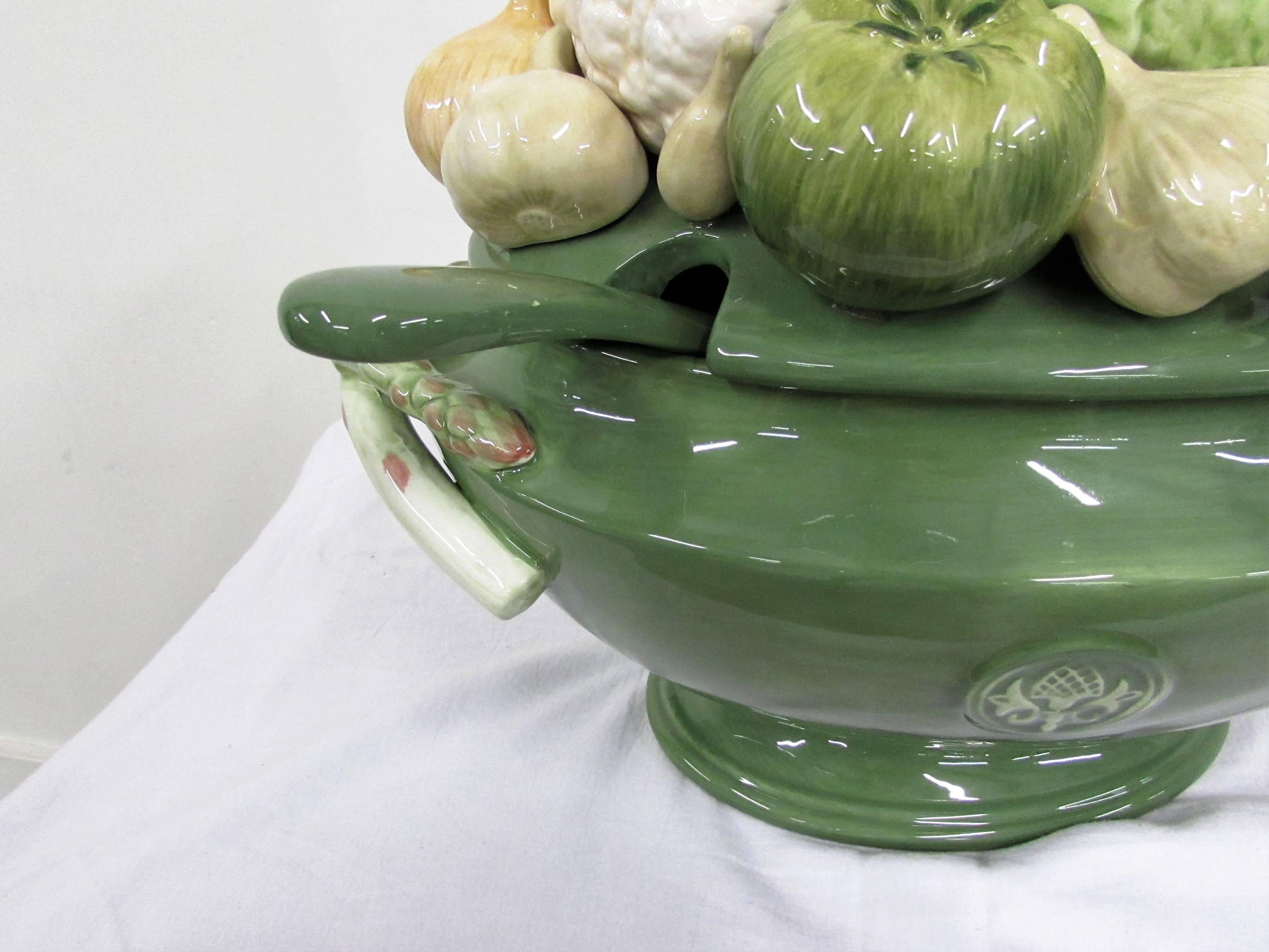 Glazed Fitz and Floyd 1960s Giardino Faience Tureen For Sale