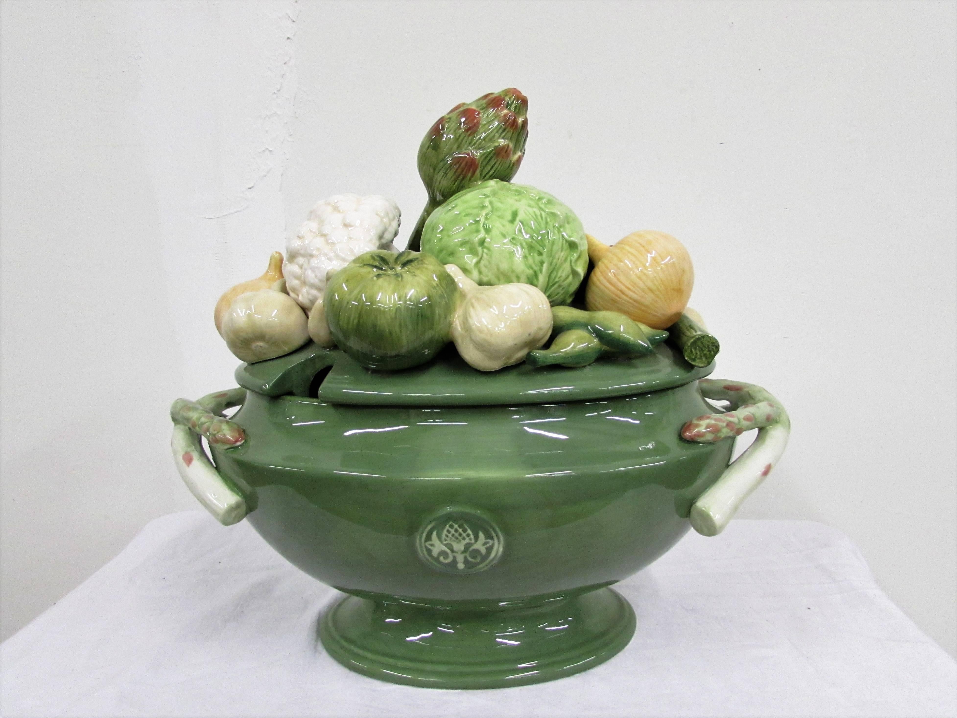 Porcelain Fitz and Floyd 1960s Giardino Faience Tureen For Sale
