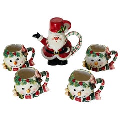 Fitz and Floyd: teiera di Natale con 4 tazze per Babbo Natale