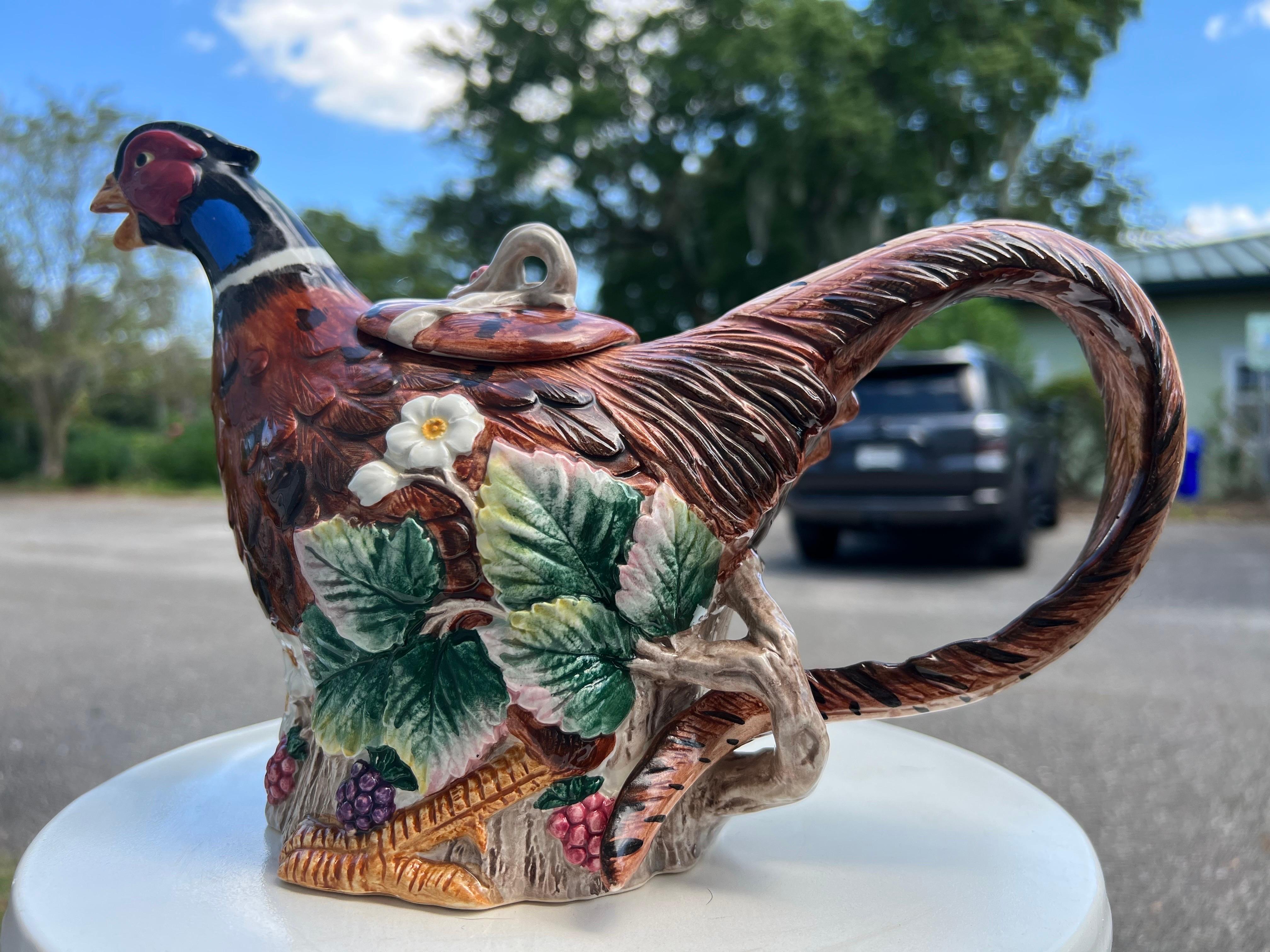Fitz and Floyd Holiday Pheasant Tea Pot For Sale 2