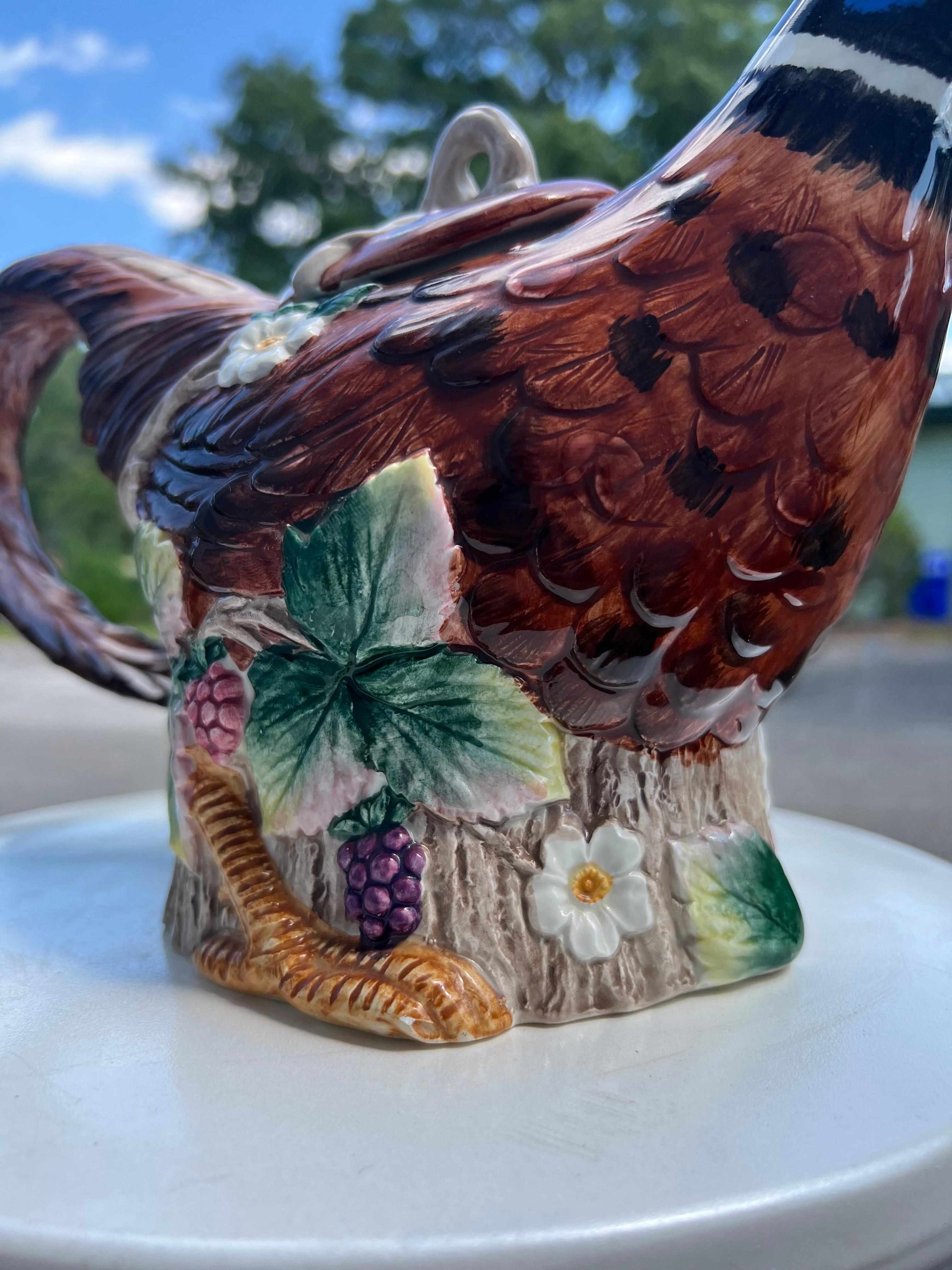 Fitz and Floyd Holiday Pheasant Tea Pot For Sale 7