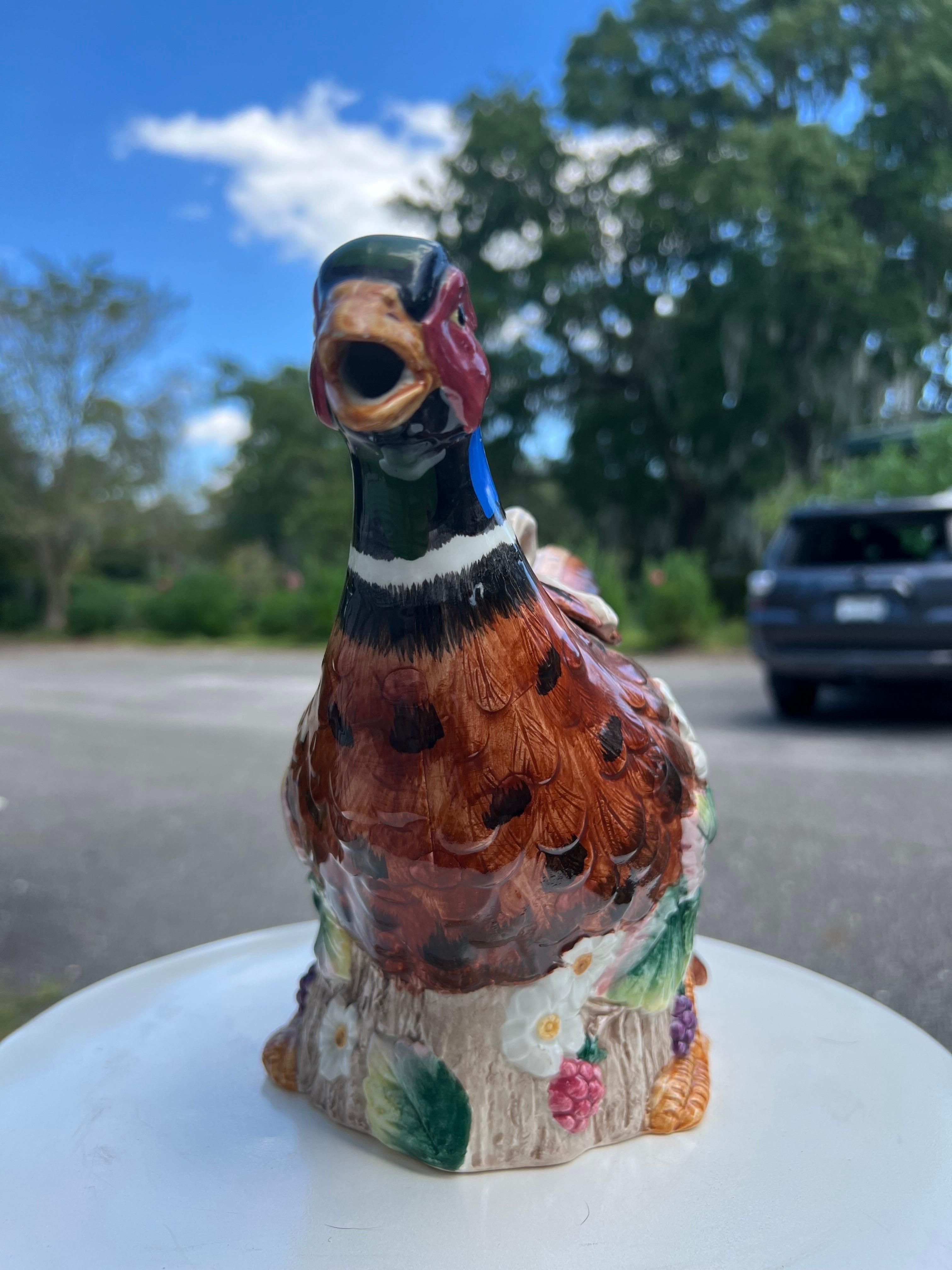 Post-Modern Fitz and Floyd Holiday Pheasant Tea Pot For Sale