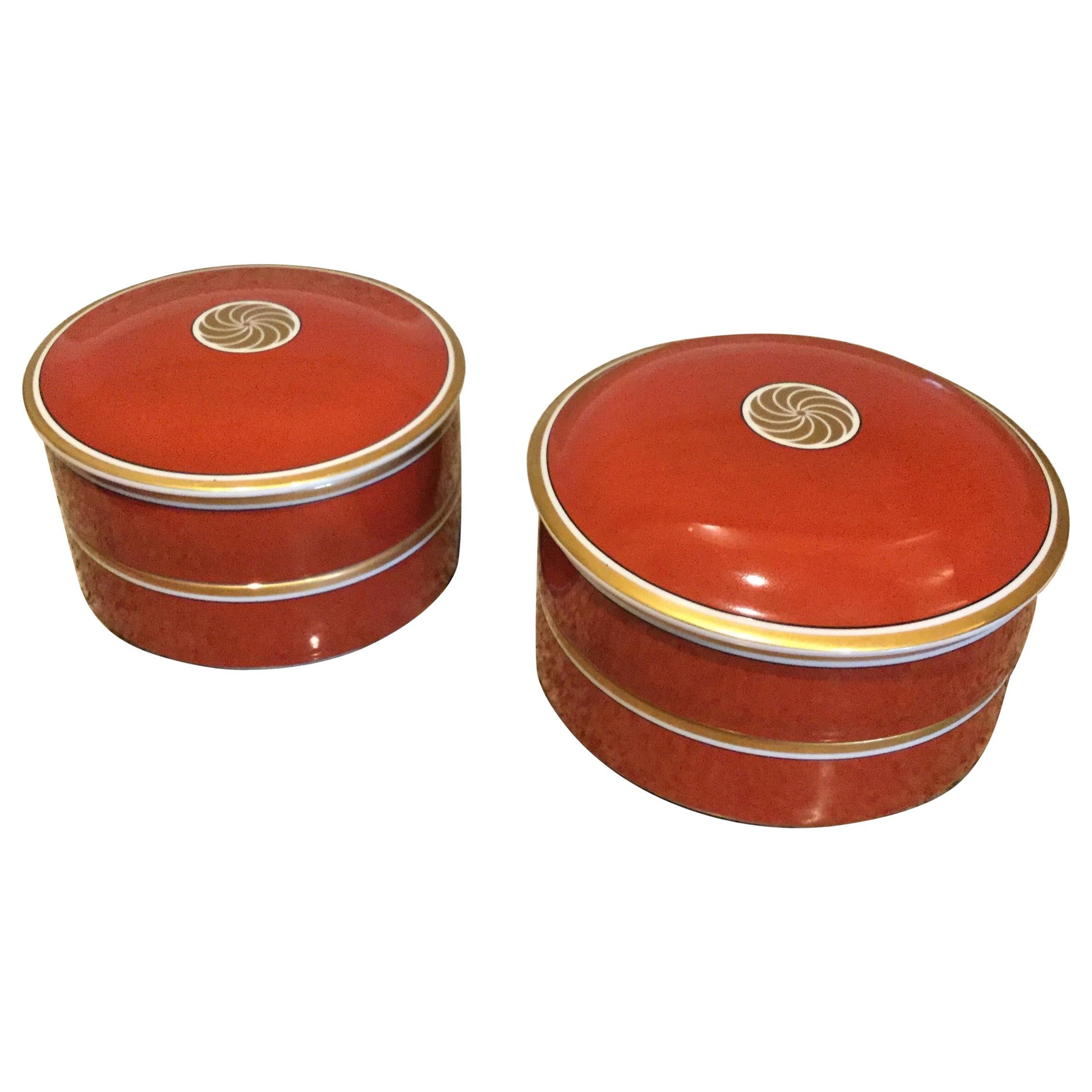 Fitz and Floyd Medaillon d’Or Coffee Pair Double Stack Serving Bowls/Lids, 1979