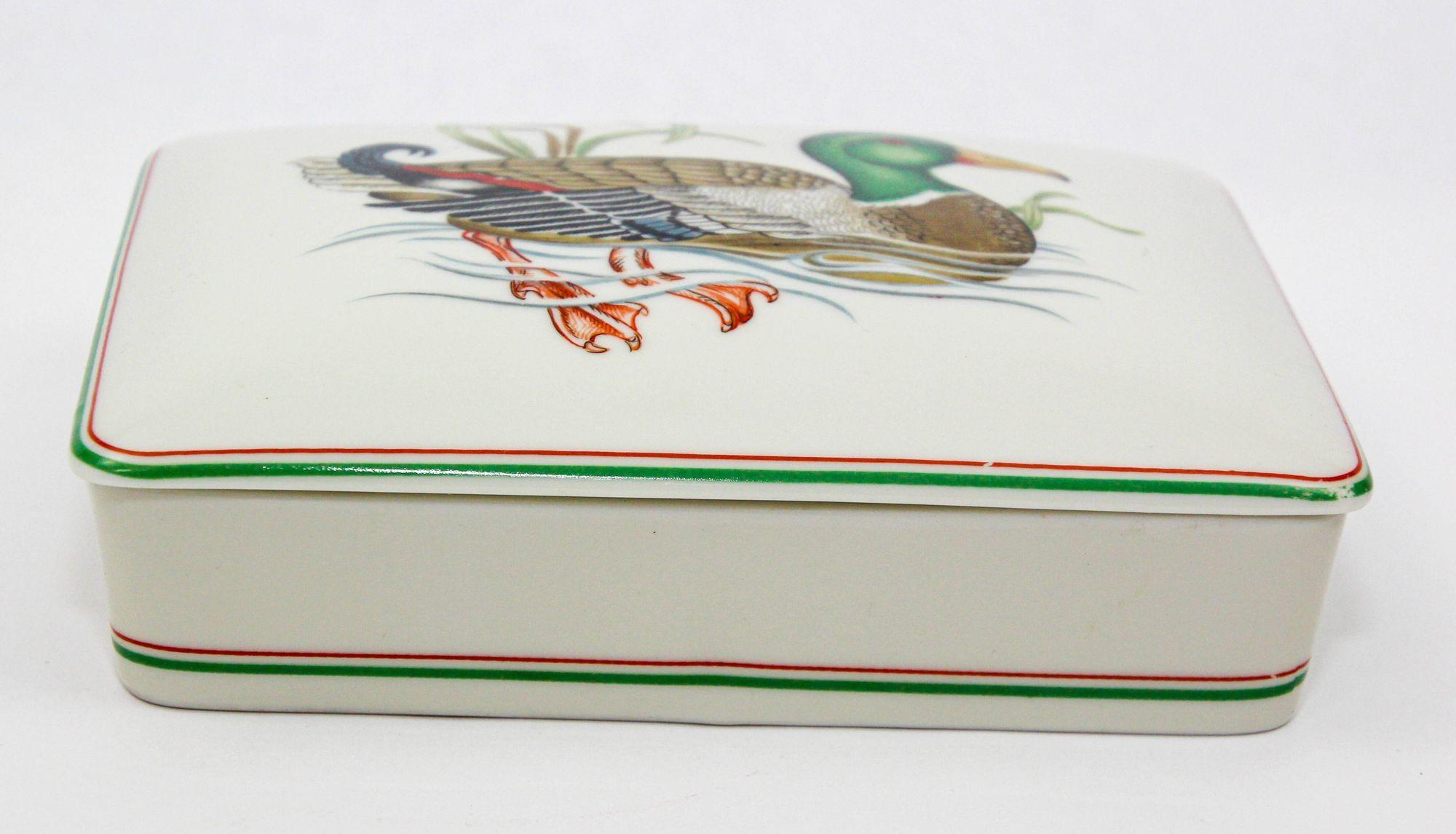 Japanese Fitz and Floyd Porcelain Box with Bridge Playing Cards 1980 Japan For Sale