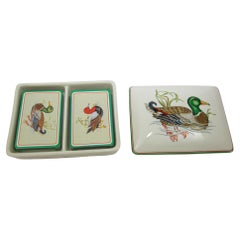 Retro Fitz and Floyd Porcelain Box with Bridge Playing Cards 1980 Japan