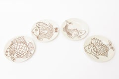 Fitz and Floyd Porcelain Fish Motif Appetizer and or Salad Plates Set of Ten