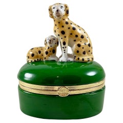 Boîte à bibelots en porcelaine Fitz and Floyd Spotted Dogs