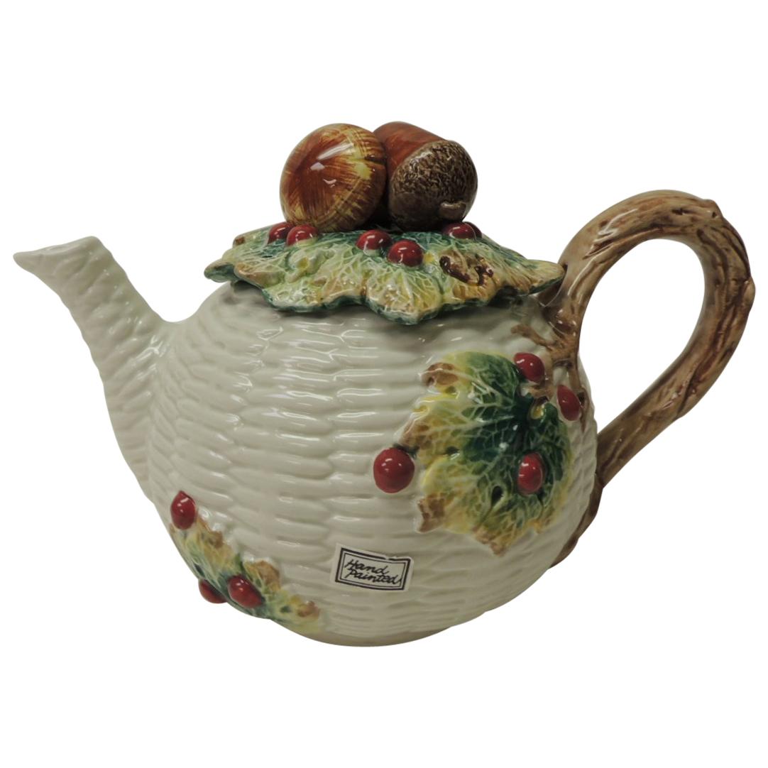 Fitz and Floyd White Bone China Harvest Teapot