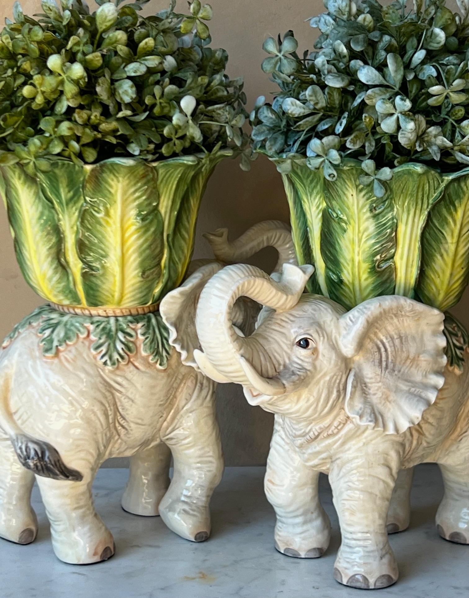 Fitz & Floyd Elephant Jardiniere Set of 2 , C. 2009 4