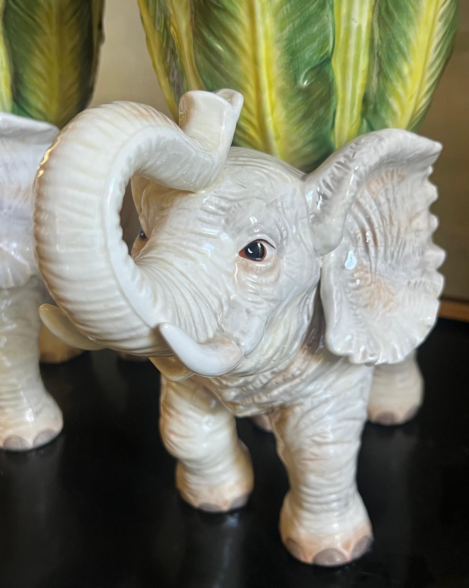 Contemporary Fitz & Floyd Elephant Jardiniere Set of 2 , C. 2009