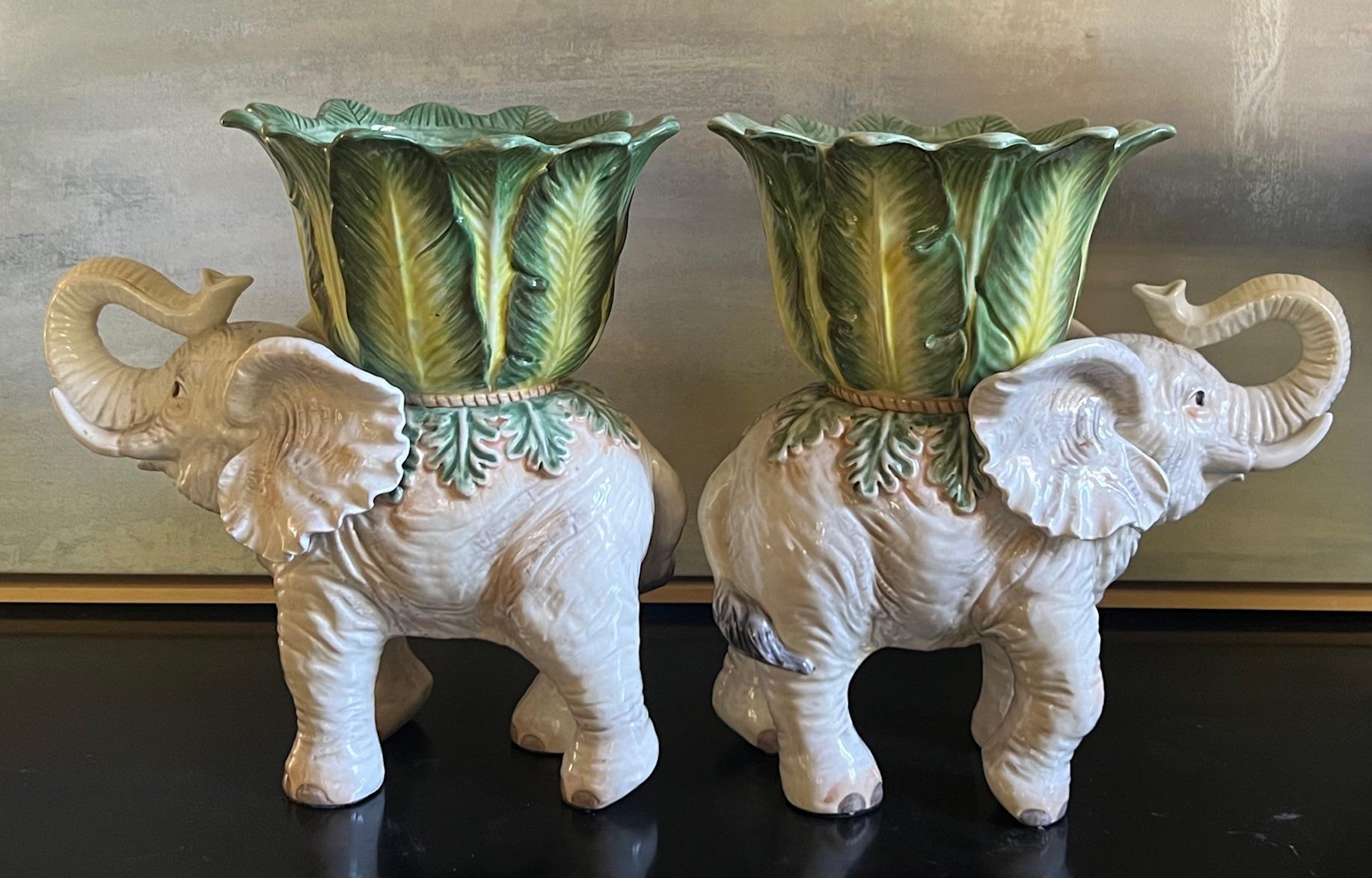 Fitz & Floyd Elephant Jardiniere Set of 2 , C. 2009 1
