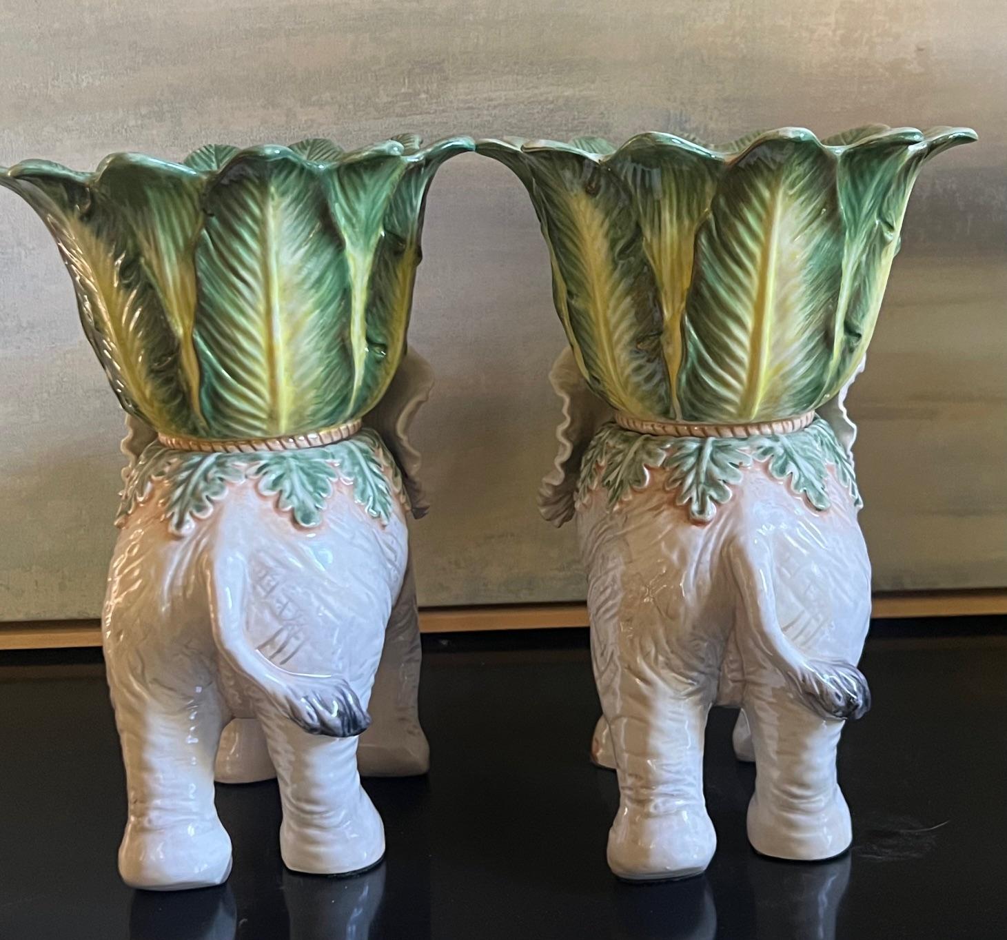 Fitz & Floyd Elephant Jardiniere Set of 2 , C. 2009 2