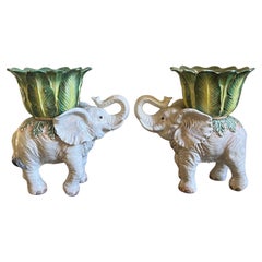 Fitz & Floyd Elephant Jardiniere Set of 2 , C. 2009