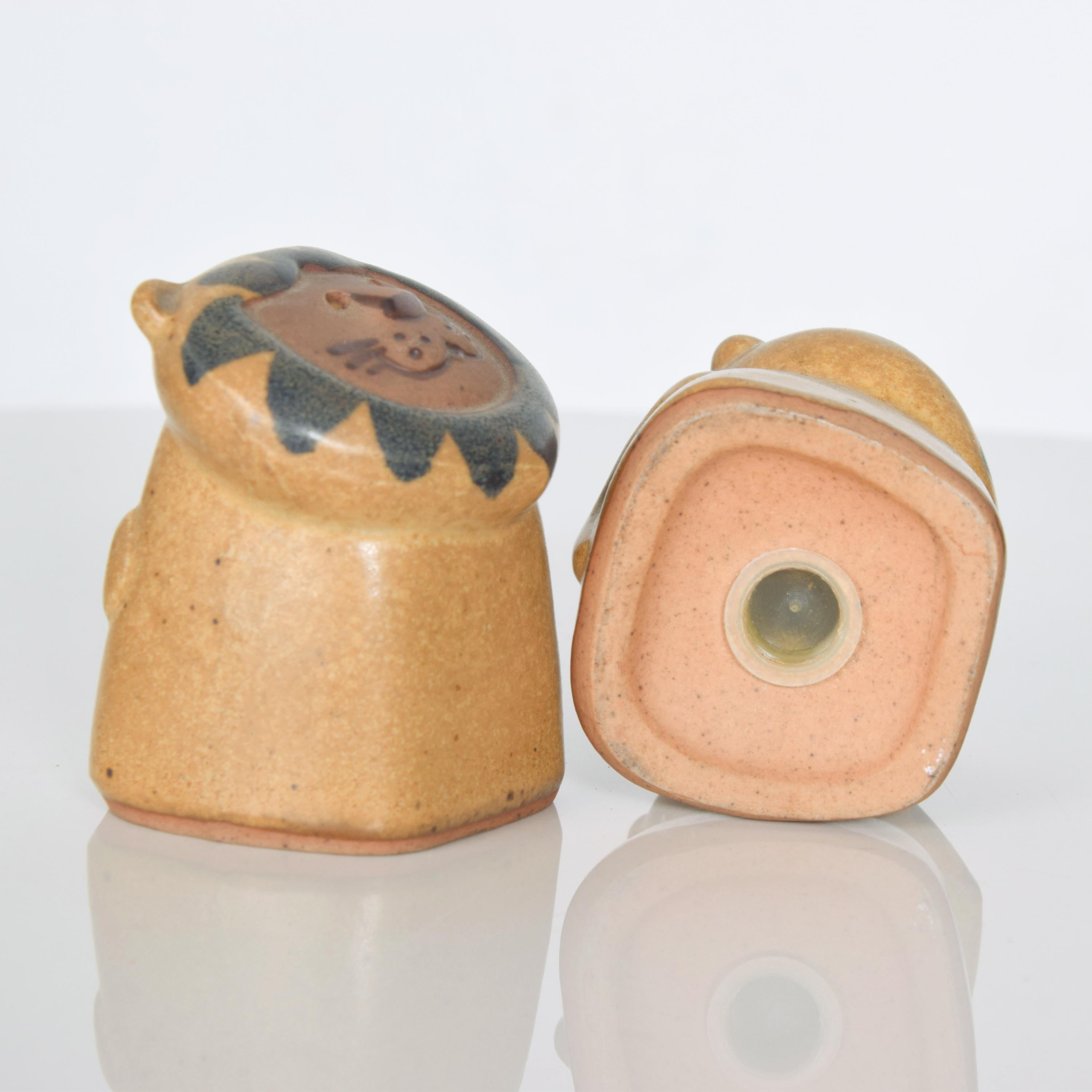 1970s Fitz & Floyd Lion Salt and Pepper Shaker Set Stoneware Pottery Art 2