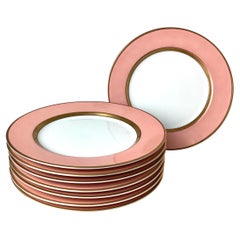 Fitz & Floyd Salad Plates Renaissance Peach with Wide Gold Verge Line Set of 8