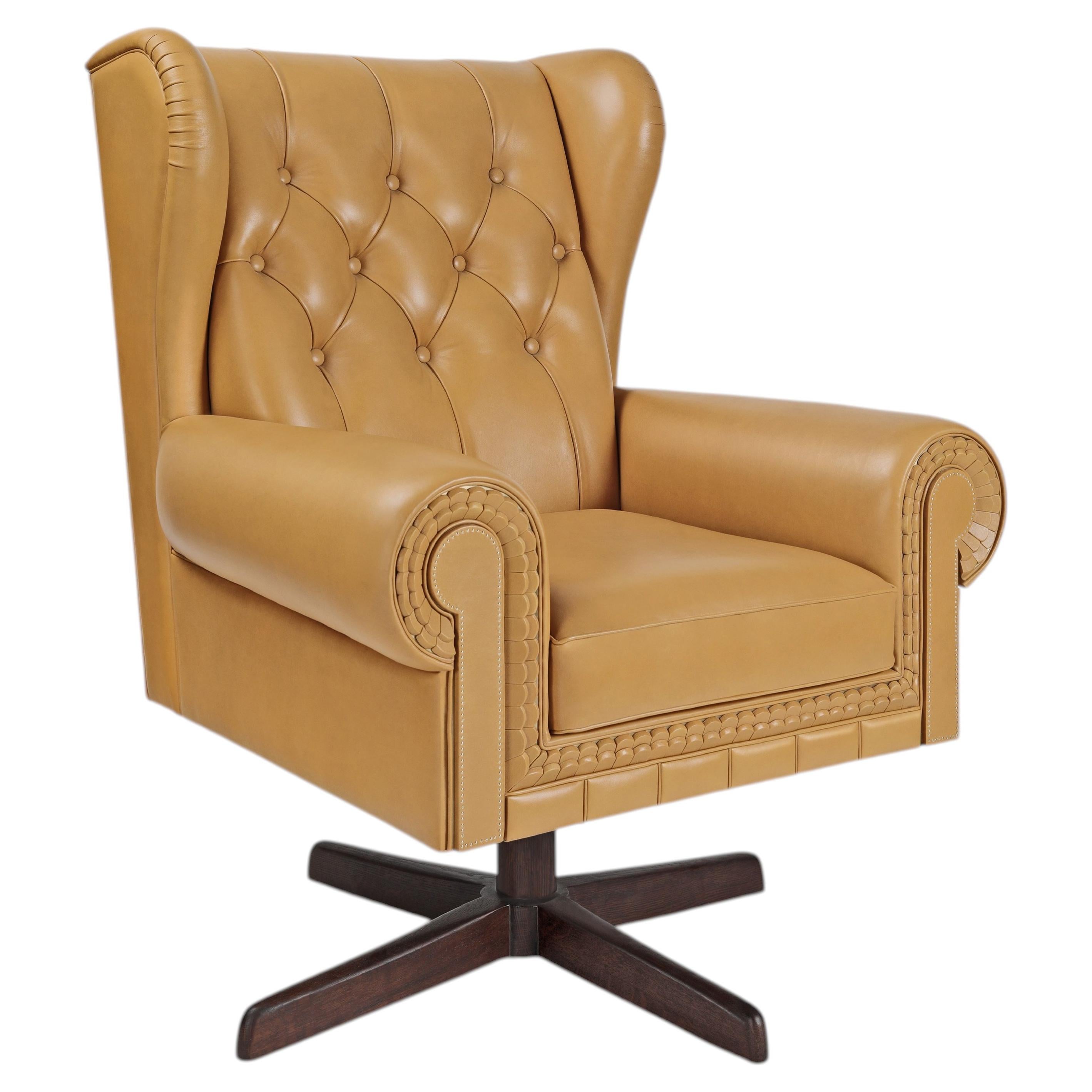 Fitz Office Chair in Leather and Wood by Madheke