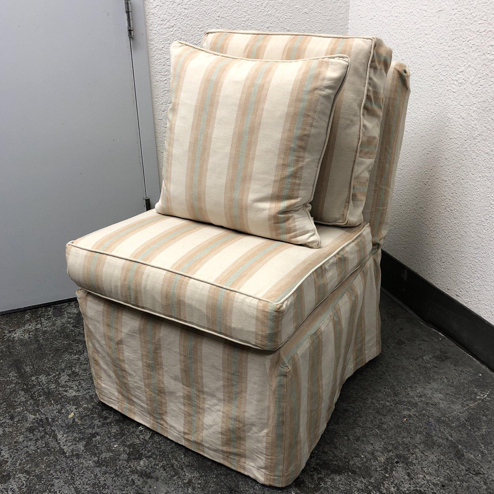 Fabric Fitzgerald Billy Baldwin Slipper Chair with Custom Skirt Cover For Sale