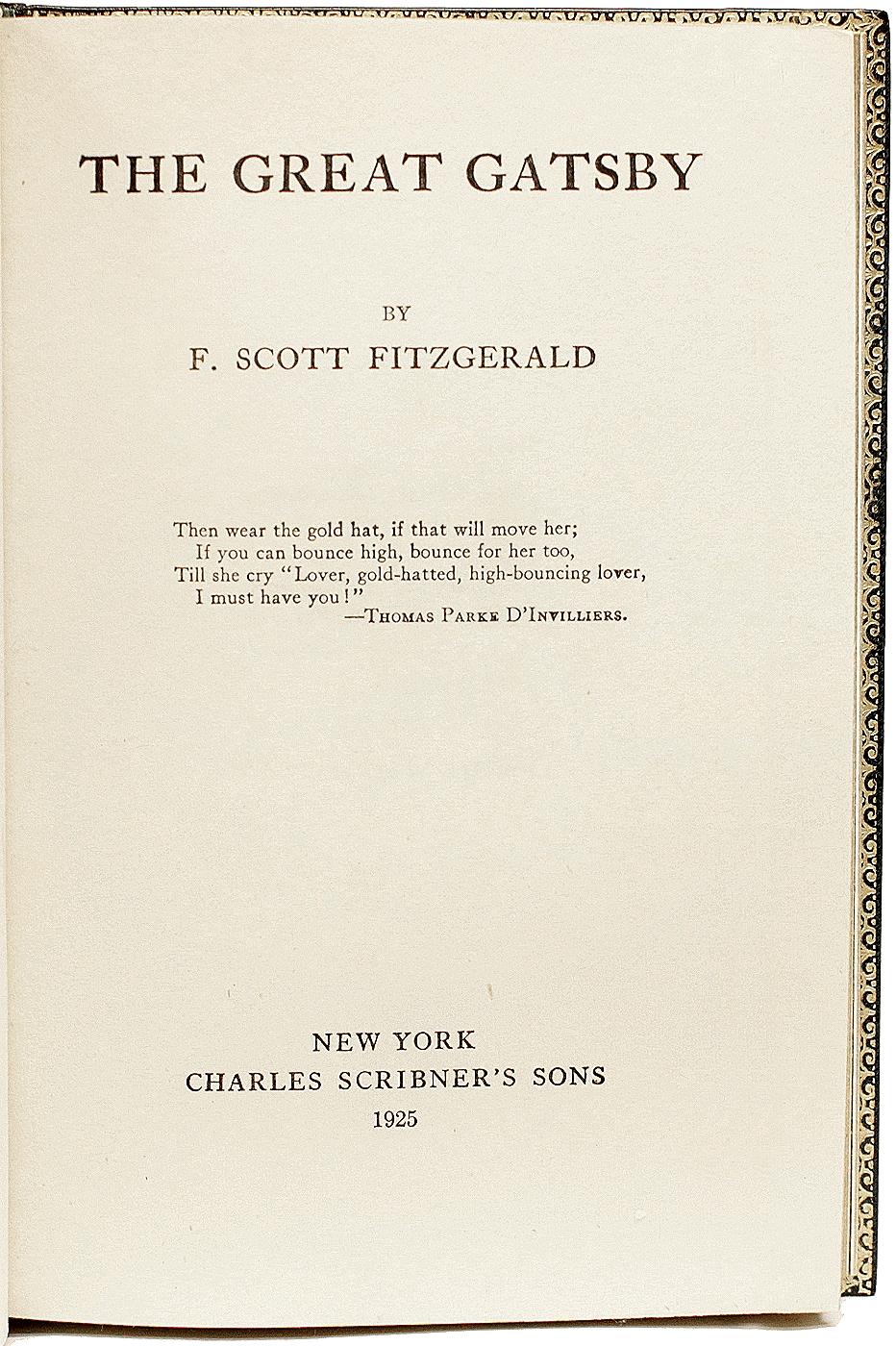 American FITZGERALD. The Great Gatsby - FIRST EDITION FIRST ISSUE - 1925 - LEATHER BOUND!