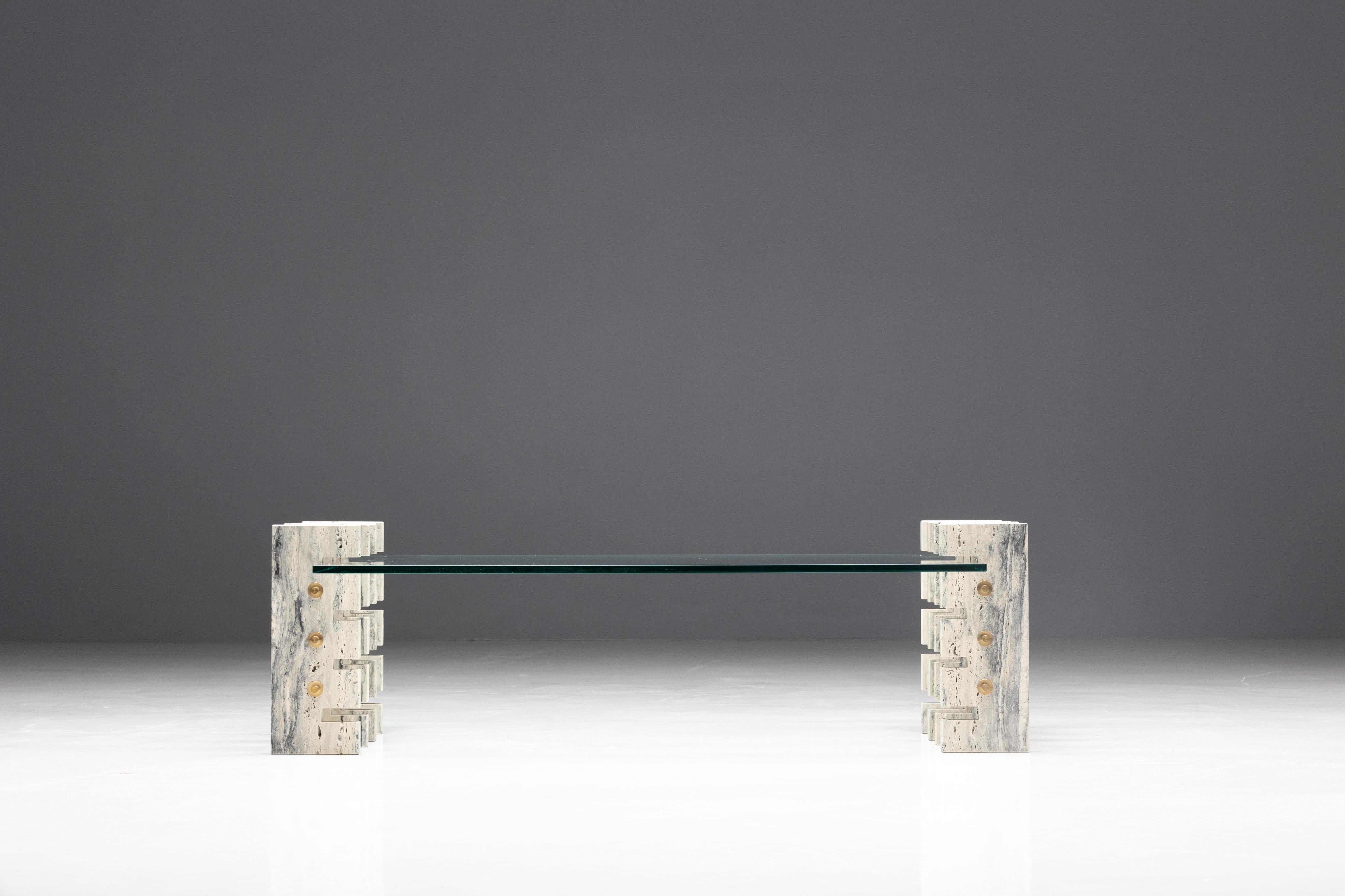 Italian Fitzroy Travertine Coffee Table by Gianfranco Ferré Home, Italy, 2010s For Sale