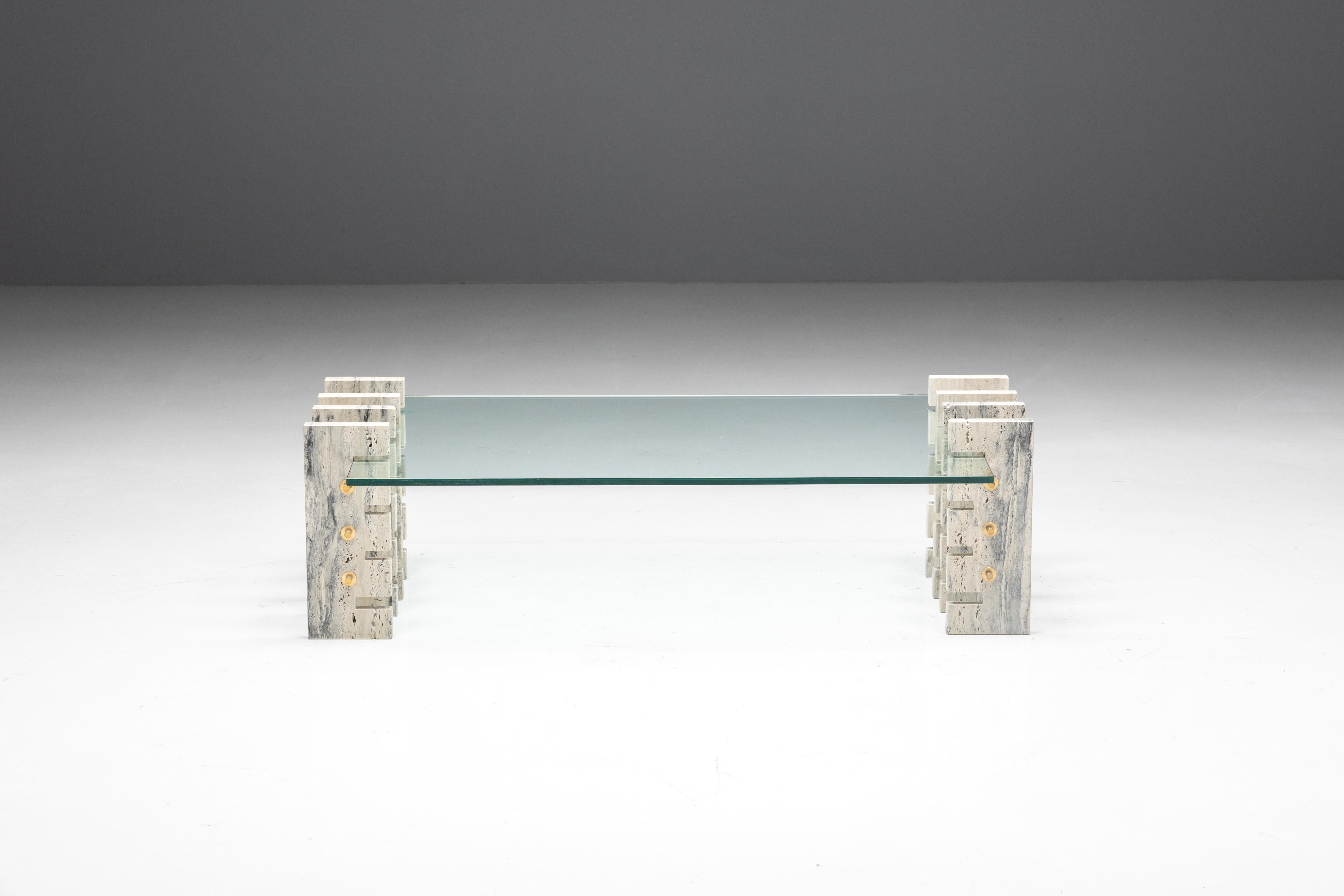 Contemporary Fitzroy Travertine Coffee Table by Gianfranco Ferré Home, Italy, 2010s For Sale