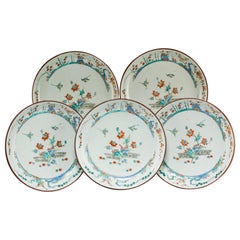 Five 18th Century Qing Dynasty Enameled Porcelain Chinese Export Plates
