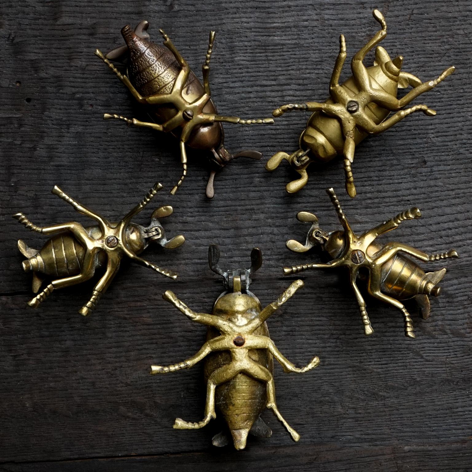 Five 1960s English Brass Beetle or Bug Trinket Dishes, Ashtray, Vide-Poche 4