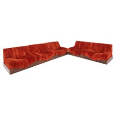 Five 1970 San Francisco Armchairs in Original Nubuck Leather by Luciano Frigerio