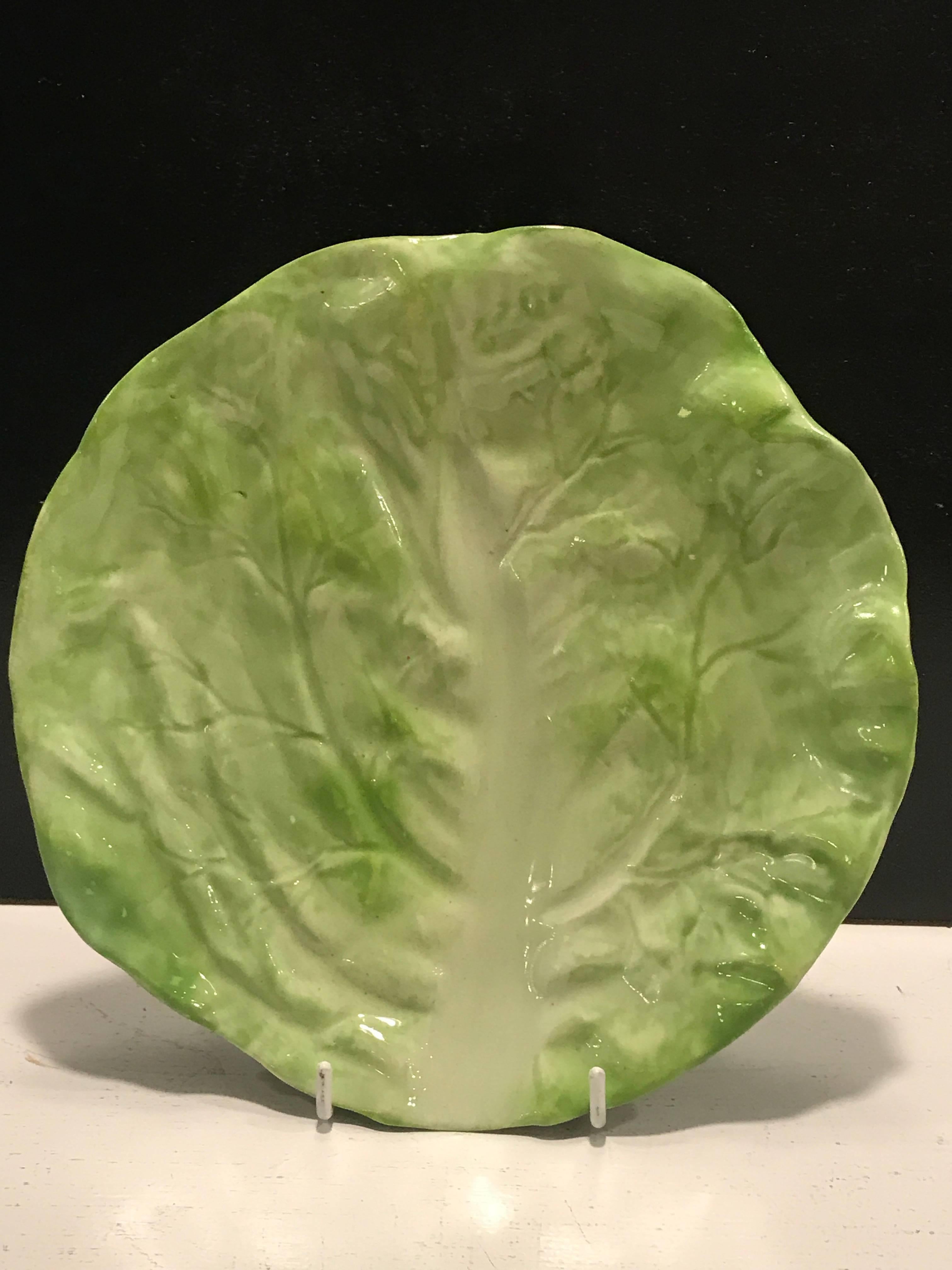 5 19th Century American Majolica Lettuce Ware Plates, by New Milford Majolica Co In Excellent Condition In West Palm Beach, FL
