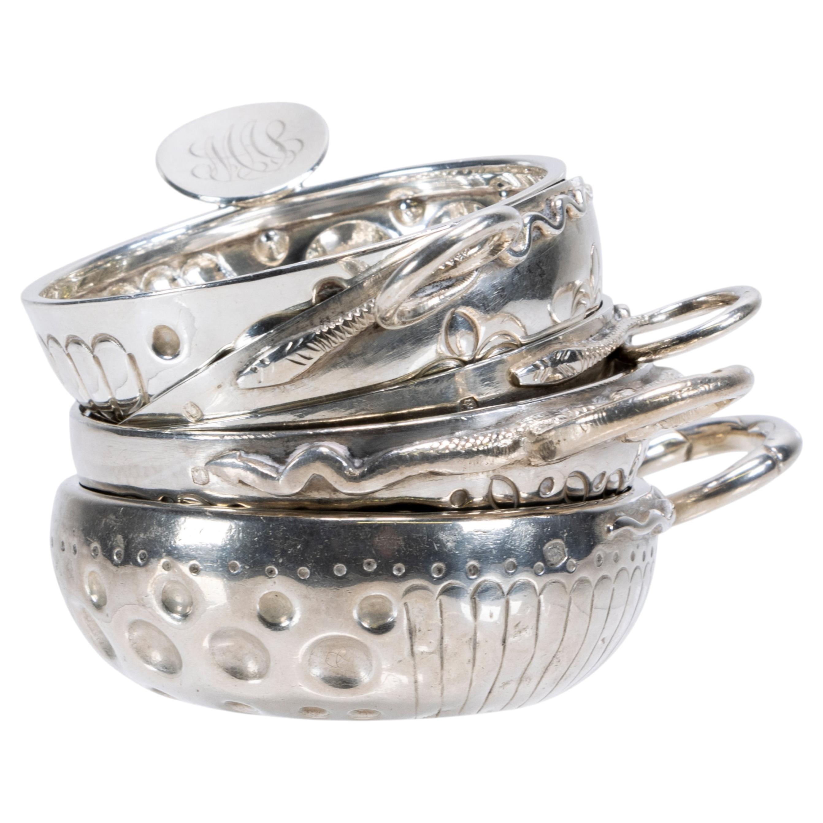Cinque degustatori per vino in argento sterling del XIX secolo in vendita