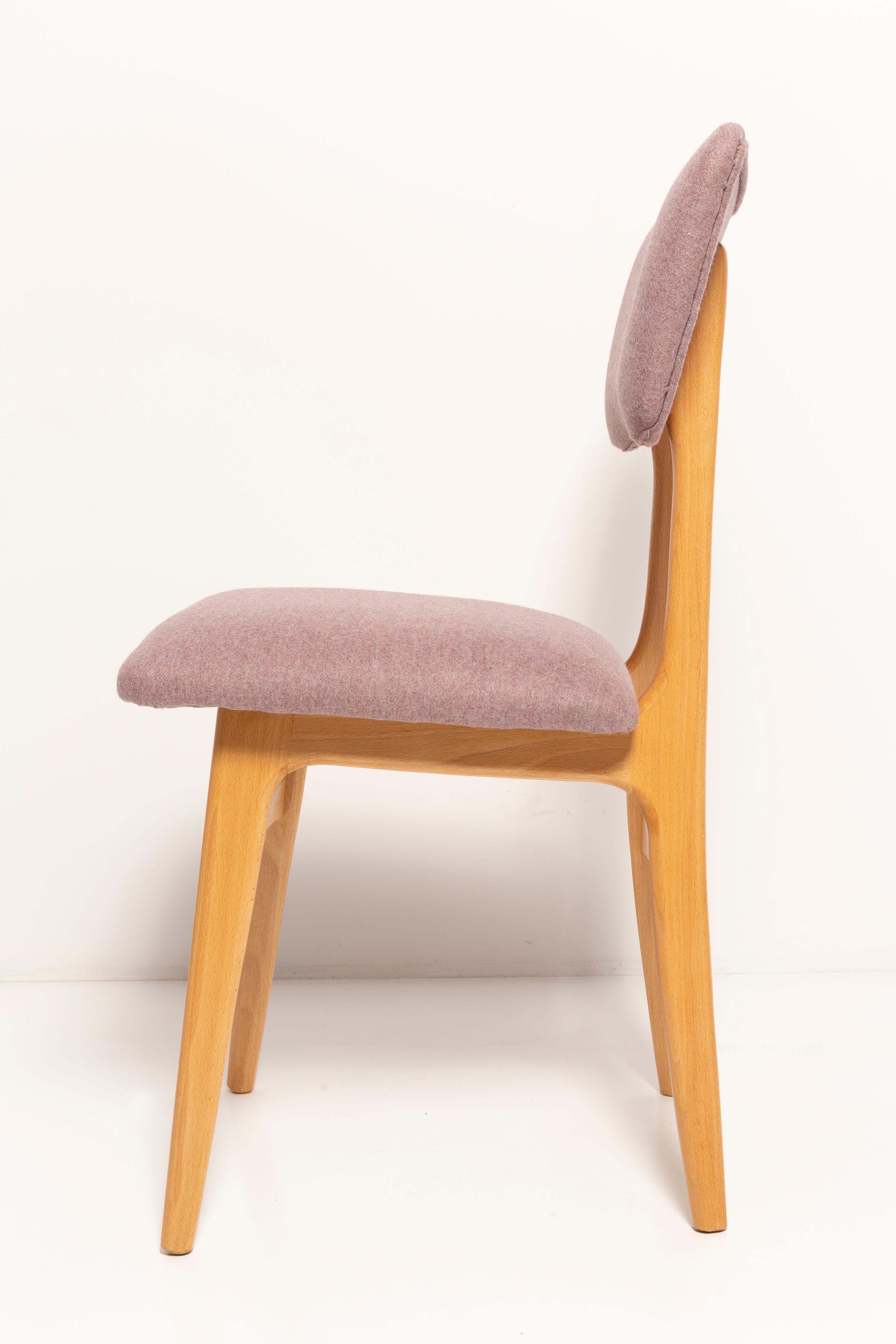 Five 20th Century Butterfly Dining Chairs, Pink Wool, Light Wood, Europe, 1960s For Sale 3