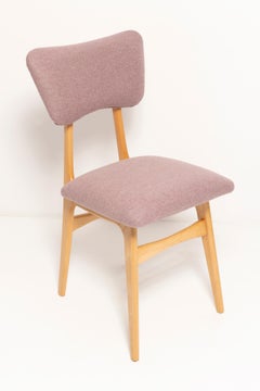 Five 20th Century Butterfly Dining Chairs, Pink Wool, Light Wood, Europe, 1960s
