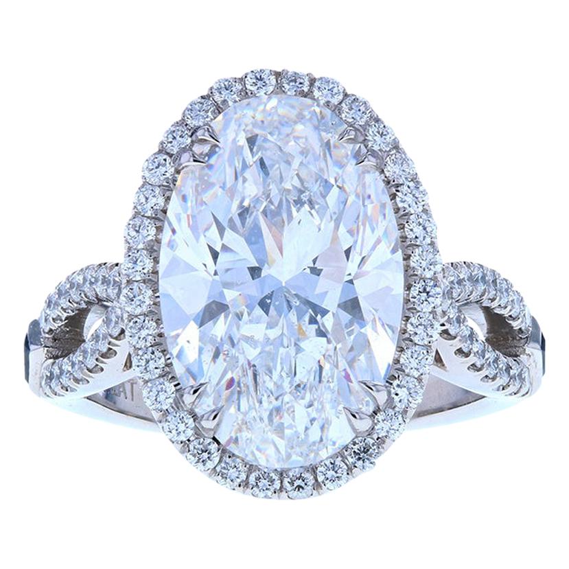 Five '5' Carat Custom Oval Diamond Engagement Ring in Platinum