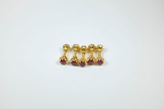 Five AGL Certified Burma No Heat Ruby 'Buttons' 22 Karat Gold