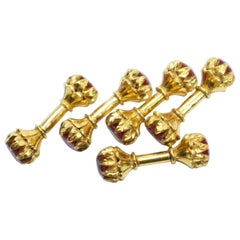 Five AGL Certified Burma No Heat Ruby 'Buttons' 22 Karat Gold