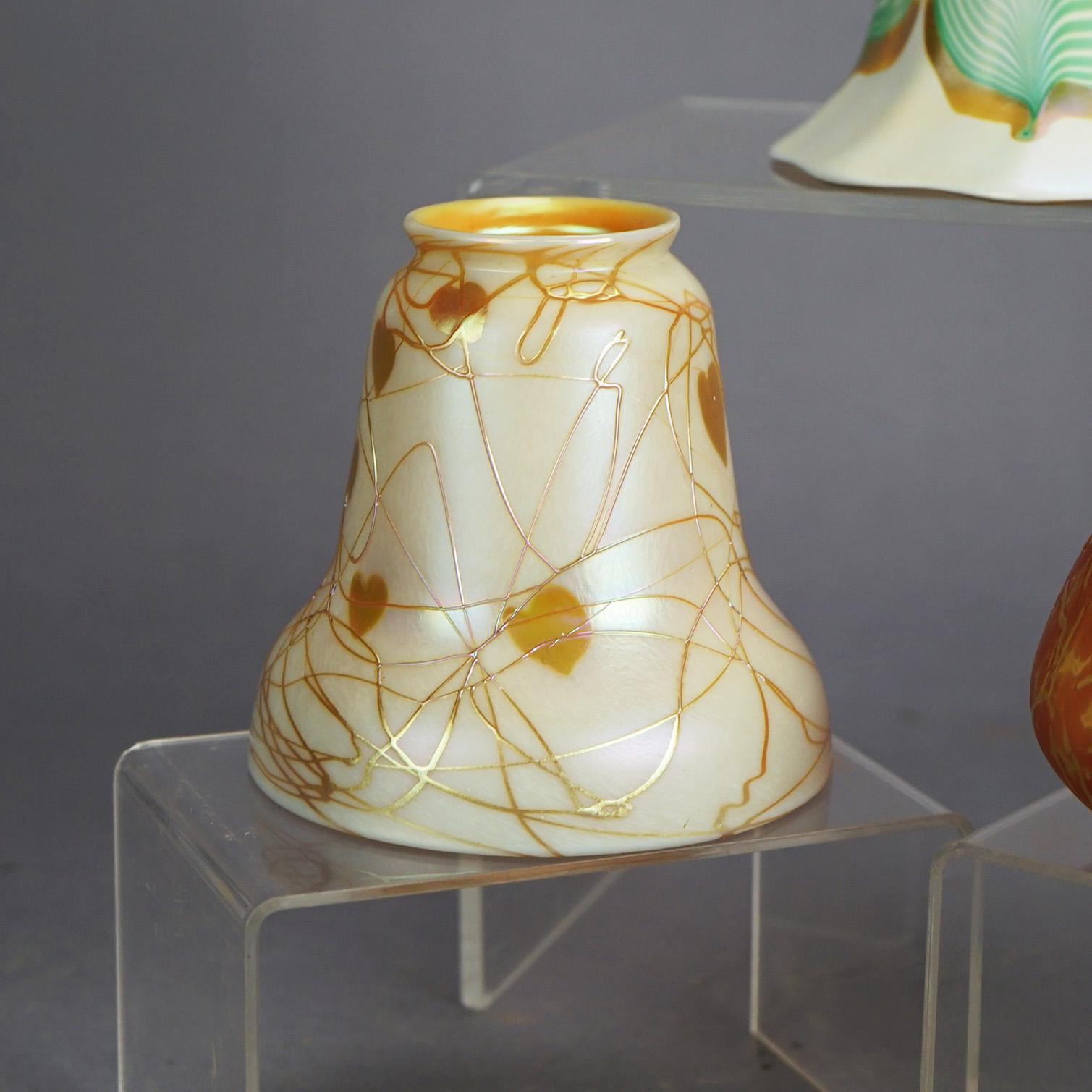 Five Antique Arts & Crafts Steuben & Quezal Art Glass Light Shades C1920 2