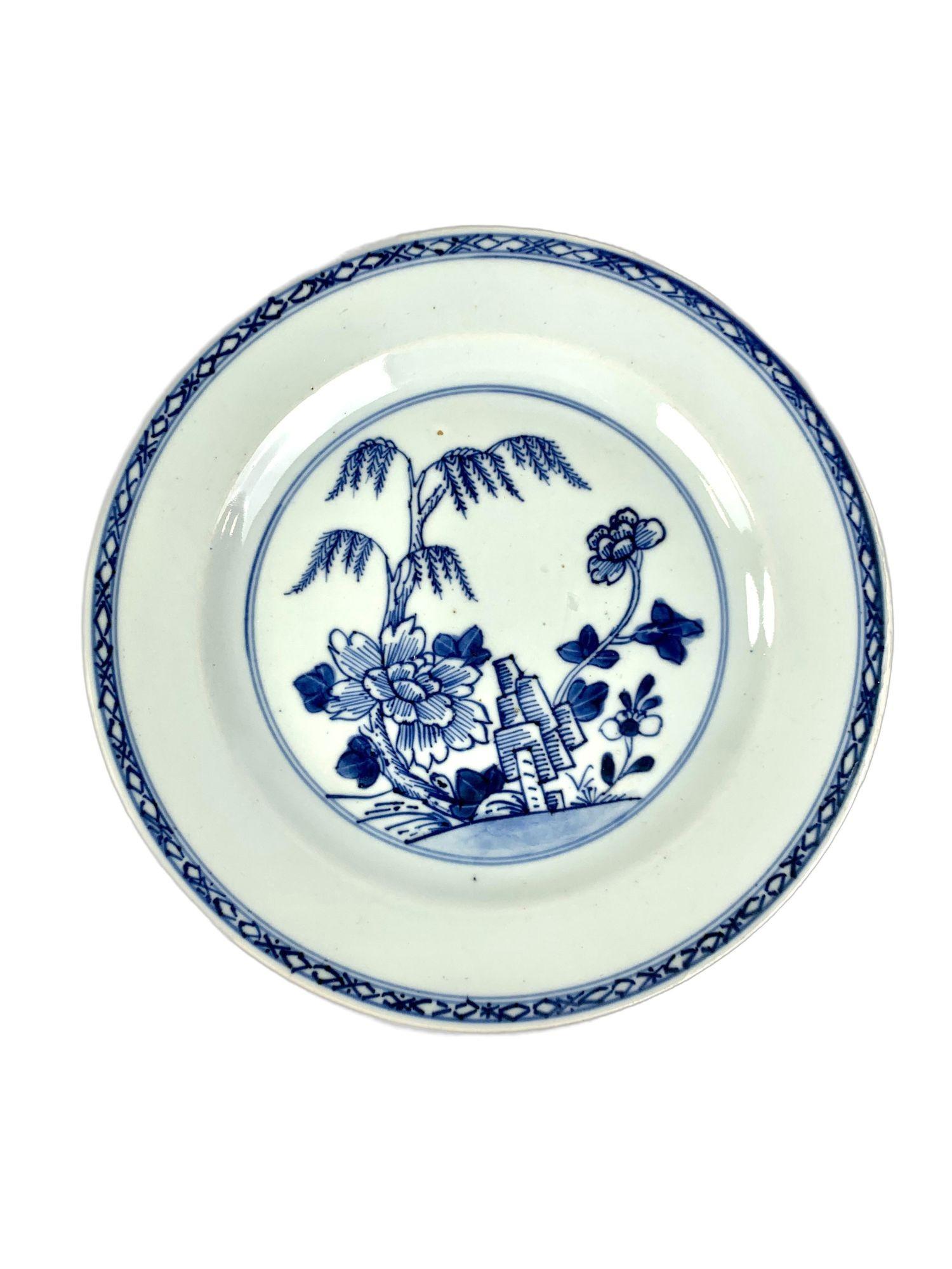 Cinco Platos Antiguos de Porcelana China de Exportación Azul y Blanca Pintados a Mano C-1770 en venta 1