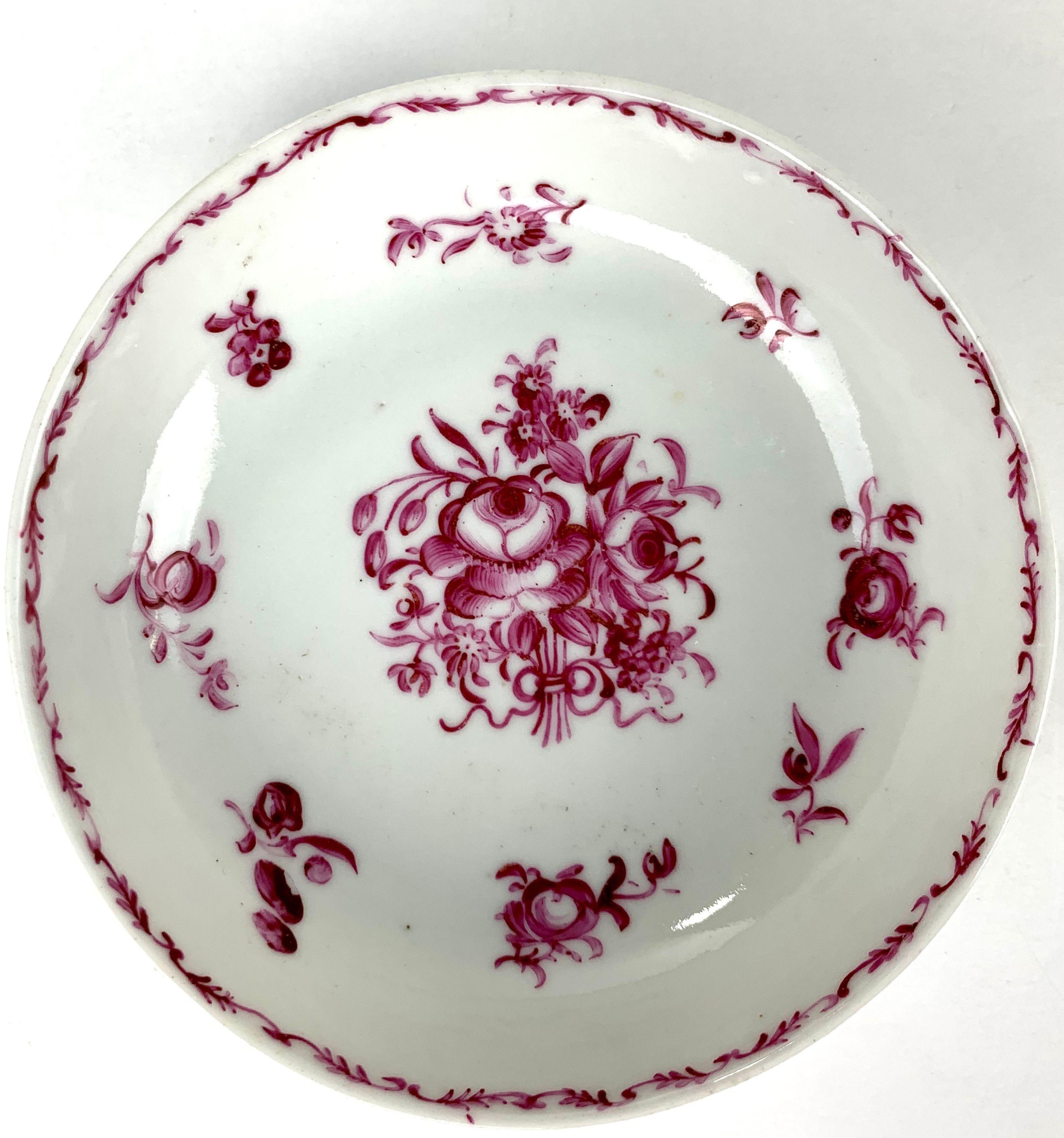 Five Antique Chinese Porcelain Saucers Made, Circa 1770 In Excellent Condition In Katonah, NY