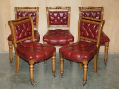 FiVE ANTIQUE HOLLAND & SON'S ATTRIBUTED DINING CHAIRS WITH ENGLISH OAK FRAMES 5