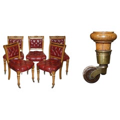 FiVE ANTIQUE HOLLAND & SON'S ATTRIBUTED DINING CHAIRS WITH ENGLISH OAK FRAMES 5