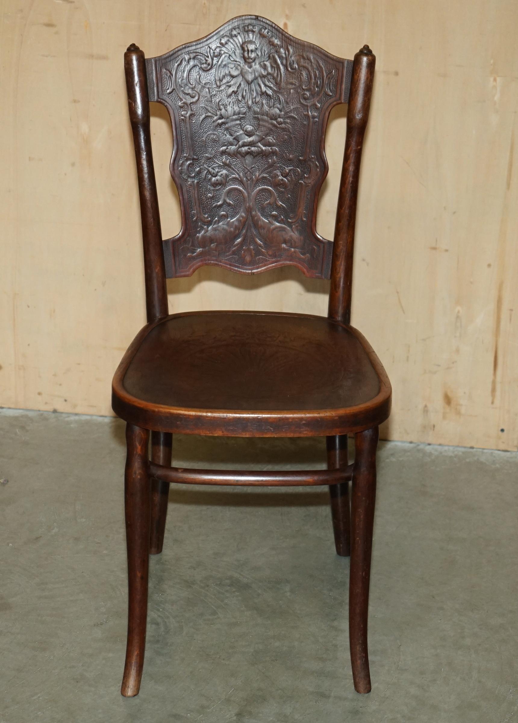FiVE ANTIQUE JACOB & JOESEF KOHN CIRCA 1850 THONET BENTWOOD CHERUB DINING CHAIRS in vendita 11