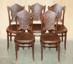 FiVE ANTIQUE JACOB & JOESEF KOHN CIRCA 1850 THONET BENTWOOD CHERUB DINING CHAIRS