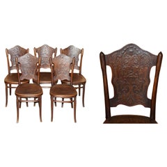 FiVE ANTIQUE JACOB & JOESEF KOHN CIRCA 1850 THONET BENTWOOD CHERUB DINING CHAIRS