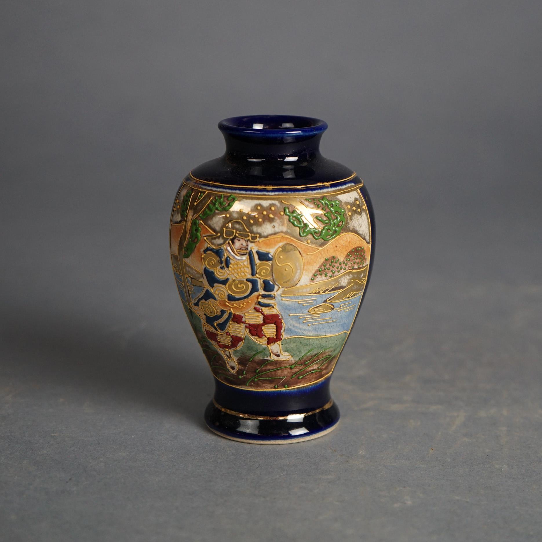 Five Antique Japanese Satsuma Hand-Painted Porcelain Vases C1920 For Sale 1